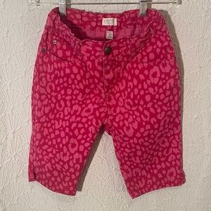 1989 Place Vibrant Pink Animal Print Girls Shorts Size 12 Light & Easy Denim